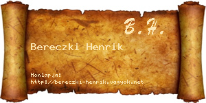 Bereczki Henrik névjegykártya